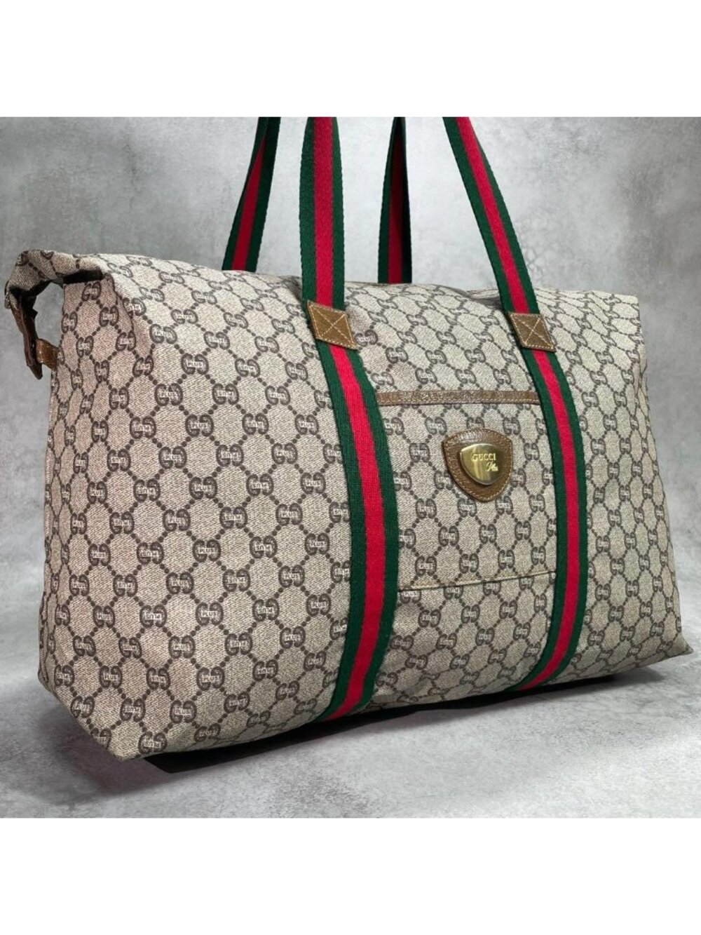 Gucci GG Sherry Line Boston Bag Brown Leather